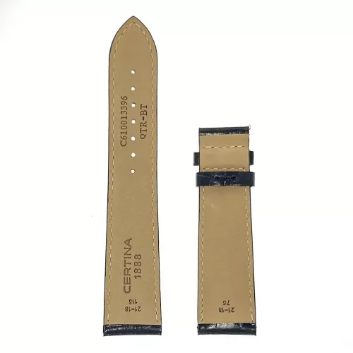 Certina fekete aligátor mintás bőr óraszíj 21 mm elegáns