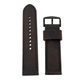 Fossil barna bőr óraszíj fekete PVD csattal 24 mm