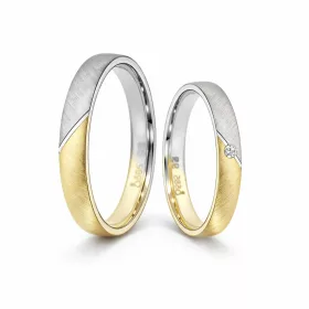 Sárga-fehér arany karikagyűrű pár - JHR09