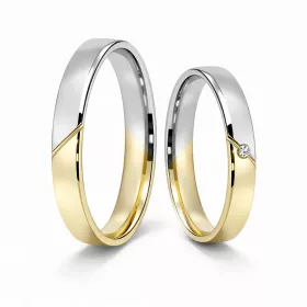 Sárga-fehér arany karikagyűrű pár - JHR09F