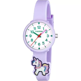 Calypso analóg tinióra – lila műanyag tok és szíj, fehér számlap