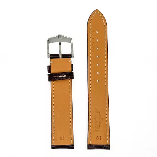 Longines barna aligátor mintás bőr óraszíj 19 mm acél csat