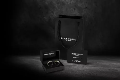 Marrya karikagyűrűpár – matt fekete Black Titán, belső domború komfort forma