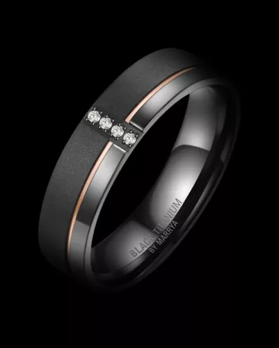 Marrya karikagyűrű – matt fekete Black Titán 8 mm, belső domború forma