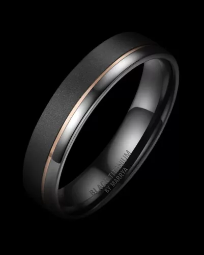 Marrya karikagyűrű – matt fekete Black Titán 8 mm, belső domború forma