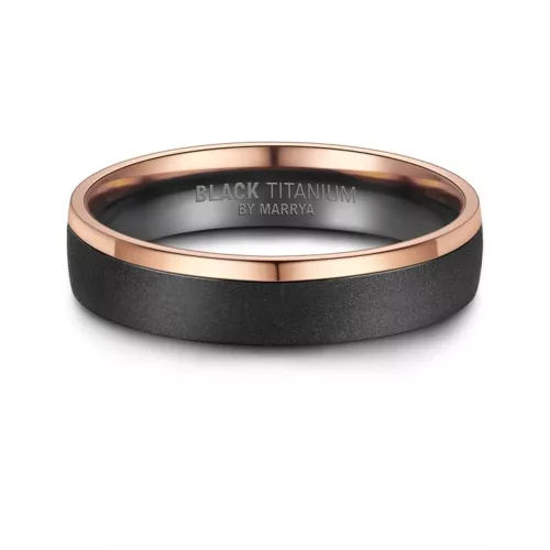 Marrya karikagyűrűpár – matt fekete Black Titán 5 mm, belső domború komfor