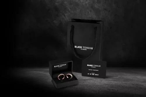 Marrya karikagyűrűpár – matt fekete Black Titán szálcsiszolt, belső domború komfort