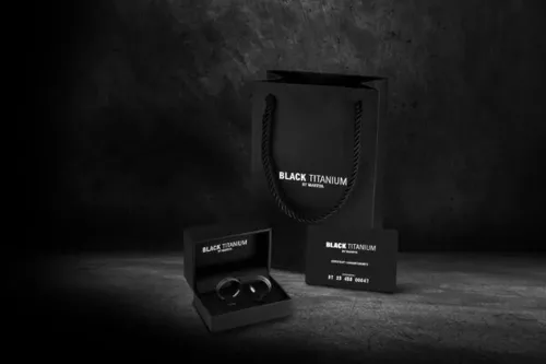 Marrya karikagyűrűpár – matt fekete Black Titán fekete titán, belső domború komfort