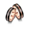 Marrya karikagyűrűpár – fekete karbon karbon rosegold csíkkal, belső domború formával