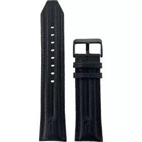 Police fekete bőr óraszíj logóval fekete PVD csattal 24 mm