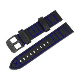   Vostok-Europe 'Halley's Comet' Almaz Bőrszíj / Fekete / Kék Varrással / Fekete Kapcsolóval