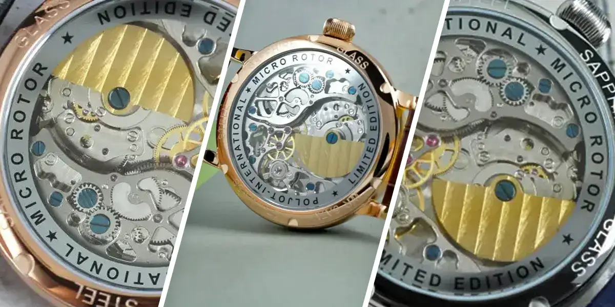 Poljot International Dobronrav mikro-rotoros férfi karóra üveg hátlappal Poljot International Dobronrav mikro-rotoros automata férfi karóra